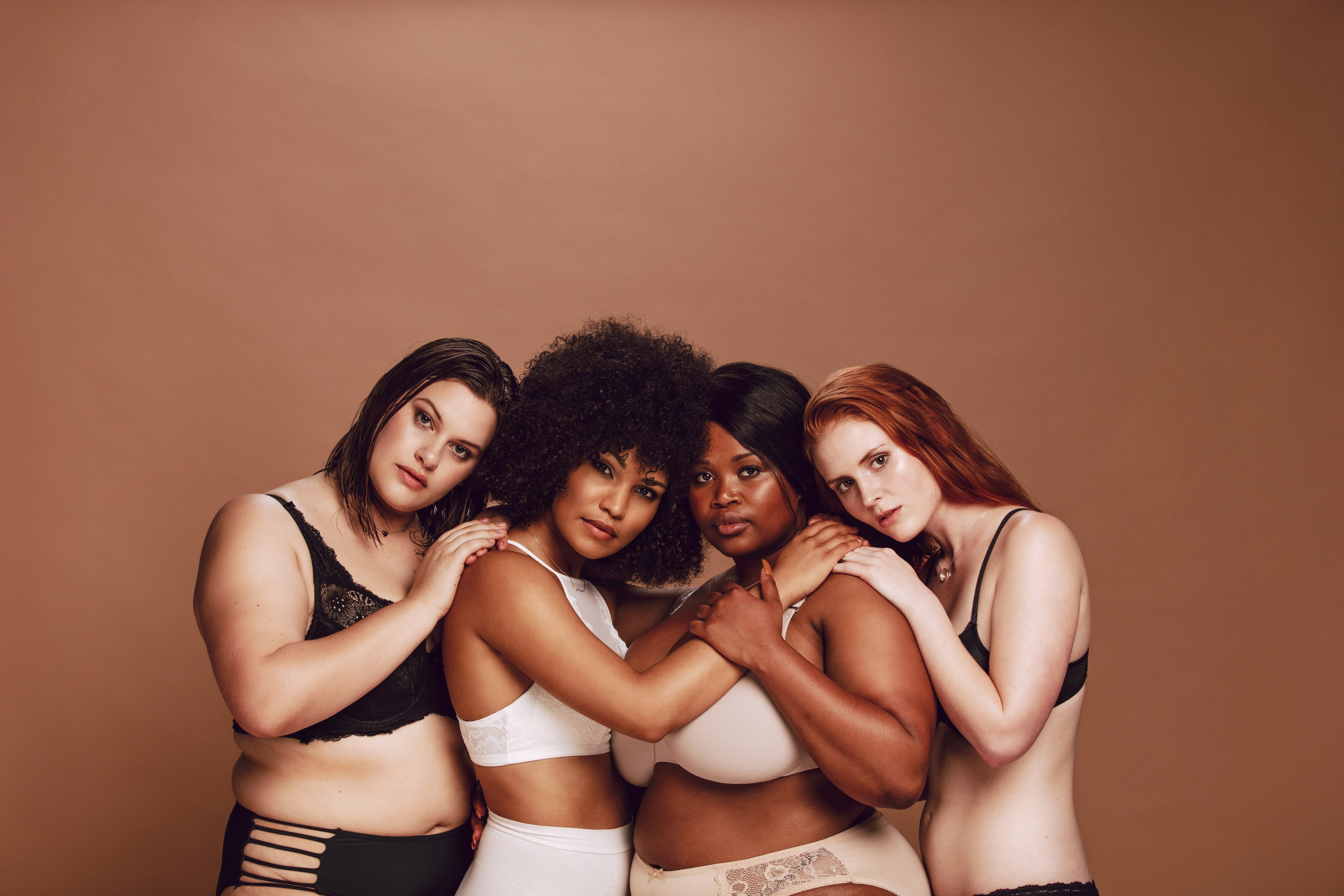 Group of Different Size Women in Lingerie